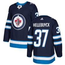 Winnipeg Jets Youth Connor Hellebuyck Adidas Authentic Navy Blue Home Jersey
