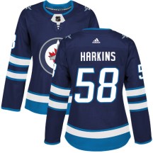 Winnipeg Jets Women's Jansen Harkins Adidas Authentic Navy Blue Home Jersey