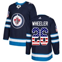 Winnipeg Jets Youth Blake Wheeler Adidas Authentic Navy Blue USA Flag Fashion Jersey