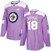 Winnipeg Jets Youth Bryan Little Adidas Authentic Purple Fights Cancer Practice Jersey