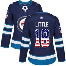 Winnipeg Jets Women's Bryan Little Adidas Authentic Navy Blue USA Flag Fashion Jersey