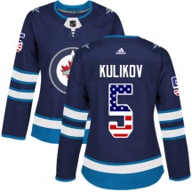 Winnipeg Jets Women's Dmitry Kulikov Adidas Authentic Navy Blue USA Flag Fashion Jersey