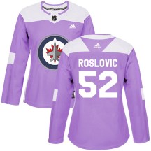 Winnipeg Jets Women's Jack Roslovic Adidas Authentic Purple Fights Cancer Practice Jersey