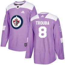 Winnipeg Jets Men's Jacob Trouba Adidas Authentic Purple Fights Cancer Practice Jersey