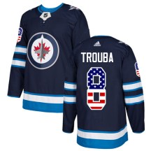Winnipeg Jets Men's Jacob Trouba Adidas Authentic Navy Blue USA Flag Fashion Jersey
