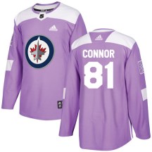 Winnipeg Jets Youth Kyle Connor Adidas Authentic Purple Fights Cancer Practice Jersey