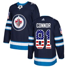 Winnipeg Jets Youth Kyle Connor Adidas Authentic Navy Blue USA Flag Fashion Jersey
