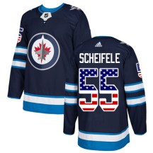 Winnipeg Jets Youth Mark Scheifele Adidas Authentic Navy Blue USA Flag Fashion Jersey