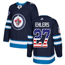 Winnipeg Jets Youth Nikolaj Ehlers Adidas Authentic Navy Blue USA Flag Fashion Jersey