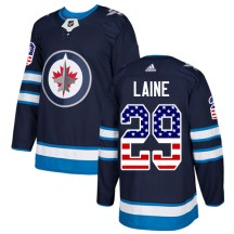 Winnipeg Jets Youth Patrik Laine Adidas Authentic Navy Blue USA Flag Fashion Jersey