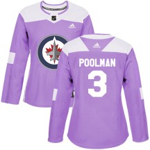 Winnipeg Jets Women's Tucker Poolman Adidas Authentic Purple Fights Cancer Practice Jersey